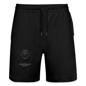 Lustiges, überdenkendes Superkraft-Mystical-T-Shirt - Stanley/Stella Unisex Bio Joggingshorts Trainer  - Schwarz - Vorne - Nik (191cm) & Marisol (170cm)