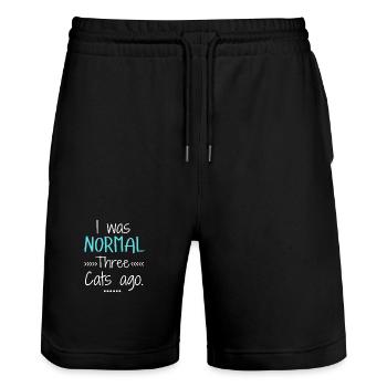 I Was Normal 3 Cats Ago Funny Cat Lover - Stanley/Stella Trainer Unisex Organic Jogging Shorts - black - Front - Nik (191cm) & Marisol (170cm)