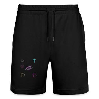 Croix de la Bible Eye - Short de jogging bio TRAINER Stanley/Stella unisexe - noir - Devant - Nik (191cm) & Marisol (170cm)