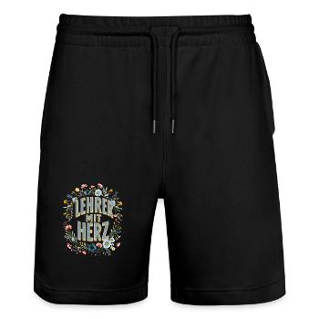 Lehrer mit Herz! - Stanley/Stella Unisex Bio Joggingshorts Trainer  - Schwarz - Vorne - Nik (191cm) & Marisol (170cm)