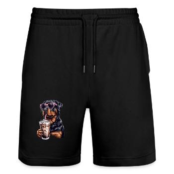 Rottweiler Eiskaffee - Stanley/Stella Unisex Bio Joggingshorts Trainer  - Schwarz - Vorne - Nik (191cm) & Marisol (170cm)