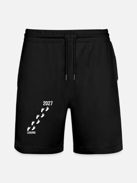 Baby 2027 Footprints Loading - Stanley/Stella Trainer Unisex Organic Jogging Shorts - black
