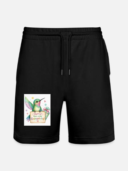 Hurra: Erster Kindergartenstart - Stanley/Stella Unisex Bio Joggingshorts Trainer - Schwarz