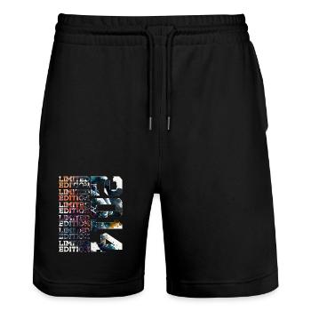 WELTRAUM 12 JAHRE 2014 ASTRONAUT 12. GEBURTSTAG - Stanley/Stella Unisex Bio Joggingshorts Trainer  - Schwarz - Vorne - Nik (191cm) & Marisol (170cm)