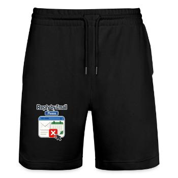 Arbeitsplatzhumor Antwort per E-Mail Bitte, Kalender De - Stanley/Stella Unisex Bio Joggingshorts Trainer  - Schwarz - Vorne - Nik (191cm) & Marisol (170cm)