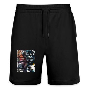 WELTRAUM 21 JAHRE 2005 ASTRONAUT 21. GEBURTSTAG - Stanley/Stella Unisex Bio Joggingshorts Trainer  - Schwarz - Vorne - Nik (191cm) & Marisol (170cm)