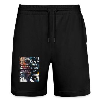 WELTRAUM 23 JAHRE 2003 ASTRONAUT 23. GEBURTSTAG - Stanley/Stella Unisex Bio Joggingshorts Trainer  - Schwarz - Vorne - Nik (191cm) & Marisol (170cm)