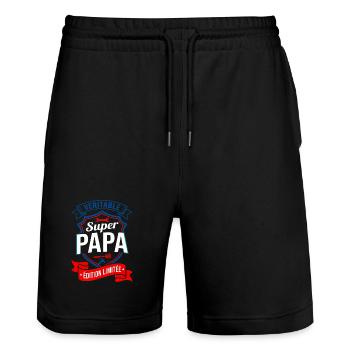 Super Papa Édition Limitée Fête Des Pères - Short de jogging bio TRAINER Stanley/Stella unisexe - noir - Devant - Nik (191cm) & Marisol (170cm)