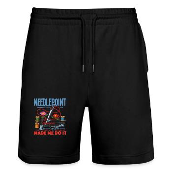 Lustiges Nadelspitzen-bastelhobby - Stanley/Stella Unisex Bio Joggingshorts Trainer  - Schwarz - Vorne - Nik (191cm) & Marisol (170cm)