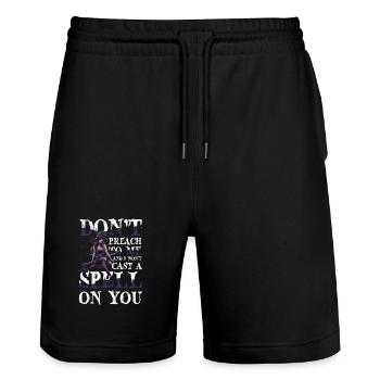  Hexe Halloween DONT PREACH TO ME AND I WONT CAST - Stanley/Stella Unisex Bio Joggingshorts Trainer  - Schwarz - Vorne - Nik (191cm) & Marisol (170cm)