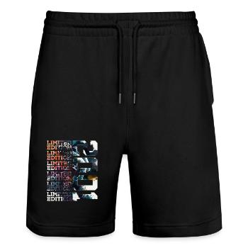 SPACE 25 YEARS 2001 ASTRONAUT 25TH BIRTHDAY - Stanley/Stella Trainer Unisex Organic Jogging Shorts - black - Front - Nik (191cm) & Marisol (170cm)