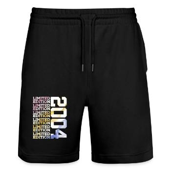 LIMITED EDITION 2004 - 22 JAHRE - 22. GEBURTSTAG - Stanley/Stella Unisex Bio Joggingshorts Trainer  - Schwarz - Vorne - Nik (191cm) & Marisol (170cm)