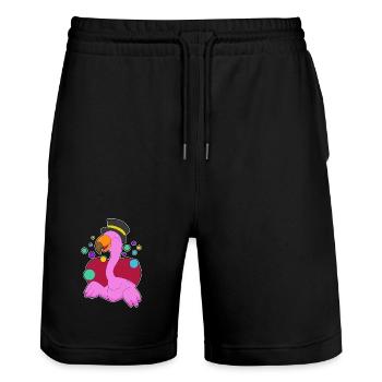 Lustiger Flamingo - Stanley/Stella Unisex Bio Joggingshorts Trainer  - Schwarz - Vorne - Nik (191cm) & Marisol (170cm)