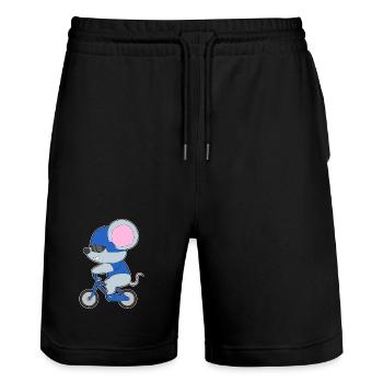 Maus Fahrrad - Stanley/Stella Unisex Bio Joggingshorts Trainer  - Schwarz - Vorne - Nik (191cm) & Marisol (170cm)