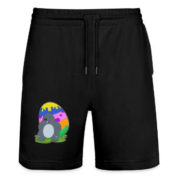 Mole Easter Easter Egg - Stanley/Stella Trainer Unisex Organic Jogging Shorts - black - Front - Nik (191cm) & Marisol (170cm)