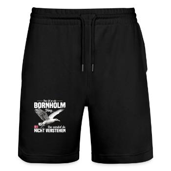 Das ist so ein Bornholm Ding - Stanley/Stella Unisex Bio Joggingshorts Trainer  - Schwarz - Vorne - Nik (191cm) & Marisol (170cm)