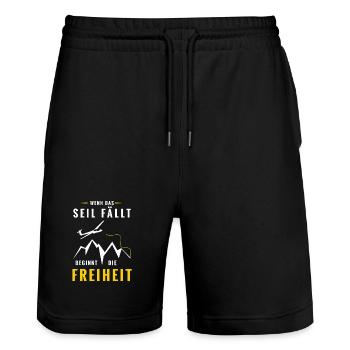 Wenn das Seil fällt beginnt Freiheit - Stanley/Stella Unisex Bio Joggingshorts Trainer  - Schwarz - Vorne - Nik (191cm) & Marisol (170cm)