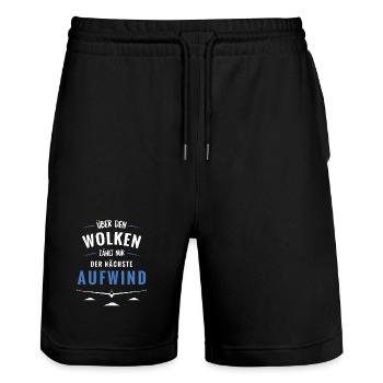 Über den Wolken zählt Aufwind - Stanley/Stella Unisex Bio Joggingshorts Trainer  - Schwarz - Vorne - Nik (191cm) & Marisol (170cm)