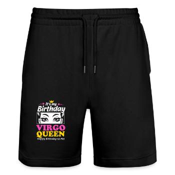 Sternzeichen Jungfrau - Stanley/Stella Unisex Bio Joggingshorts Trainer  - Schwarz - Vorne - Nik (191cm) & Marisol (170cm)