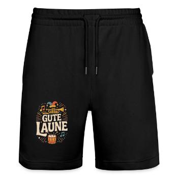 Gute Laune Karneval Fasching Karnevalskostüm Alaaf - Stanley/Stella Unisex Bio Joggingshorts Trainer  - Schwarz - Vorne - Nik (191cm) & Marisol (170cm)