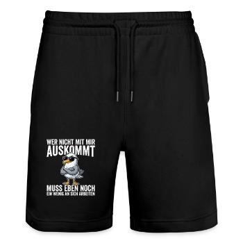 Wer Nicht Mit Mir Auskommt muss Eben Nnoch Ein  - Stanley/Stella Unisex Bio Joggingshorts Trainer  - Schwarz - Vorne - Nik (191cm) & Marisol (170cm)