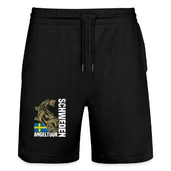 Sweden Fishing - Stanley/Stella Trainer Unisex Organic Jogging Shorts - black - Front - Nik (191cm) & Marisol (170cm)