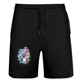 Funny Sarcastic Fun Fact I Don't Care - Stanley/Stella Unisex Bio Joggingshorts Trainer  - Schwarz - Vorne - Nik (191cm) & Marisol (170cm)