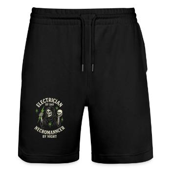 Elektriker-Nekromant - Stanley/Stella Unisex Bio Joggingshorts Trainer  - Schwarz - Vorne - Nik (191cm) & Marisol (170cm)