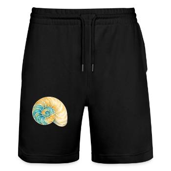 Wasserfarbige Muschelspirale - Stanley/Stella Unisex Bio Joggingshorts Trainer  - Schwarz - Vorne - Nik (191cm) & Marisol (170cm)