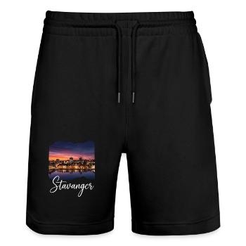 Stavanger Evening atmosphere at the fjord - Stanley/Stella Trainer Unisex Organic Jogging Shorts - black - Front - Nik (191cm) & Marisol (170cm)