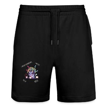 Full of Noise – Sensory Overload Cat - Stanley/Stella Trainer Unisex Organic Jogging Shorts - black - Front - Nik (191cm) & Marisol (170cm)