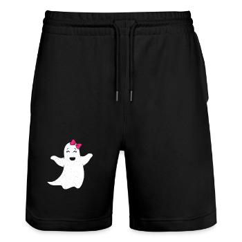 Ghost girl with pink bow - Stanley/Stella Trainer Unisex Organic Jogging Shorts - black - Front - Nik (191cm) & Marisol (170cm)