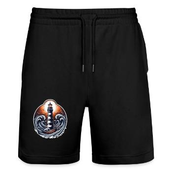 lighthouse - Stanley/Stella Trainer Unisex Organic Jogging Shorts - black - Front - Nik (191cm) & Marisol (170cm)