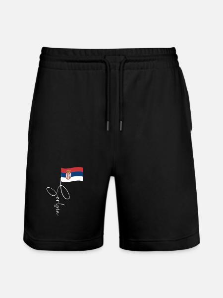 Serbien Flagge Handschrift - Stanley/Stella Unisex Bio Joggingshorts Trainer  - Schwarz