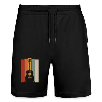 Retro Guitar Graphic - Musician Guitarist - Stanley/Stella Trainer Unisex Organic Jogging Shorts - black - Front - Nik (191cm) & Marisol (170cm)