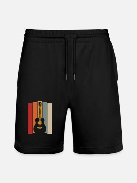 Retro Guitar Graphic - Musician Guitarist - Stanley/Stella Trainer Unisex Organic Jogging Shorts - black
