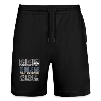 Géologue Cadeau humour personnalisé - Short de jogging bio TRAINER Stanley/Stella unisexe - noir - Devant - Nik (191cm) & Marisol (170cm)