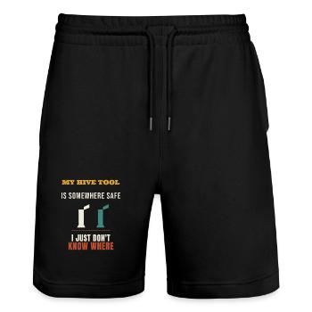 Beekeeper My Hive Tool Is Somewhere Safe Funny Bee - Stanley/Stella Trainer Unisex Organic Jogging Shorts - black - Front - Nik (191cm) & Marisol (170cm)