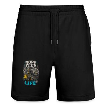 Industrial Climber Height Worker Rope Tech Life - Stanley/Stella Trainer Unisex Organic Jogging Shorts - black - Front - Nik (191cm) & Marisol (170cm)