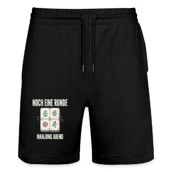 Noch eine Runde Mahjong Abend - Stanley/Stella Unisex Bio Joggingshorts Trainer  - Schwarz - Vorne - Nik (191cm) & Marisol (170cm)
