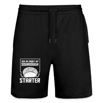 Bread Baker Bakery Bread Roll Baking - Stanley/Stella Trainer Unisex Organic Jogging Shorts - black - Front - Nik (191cm) & Marisol (170cm)