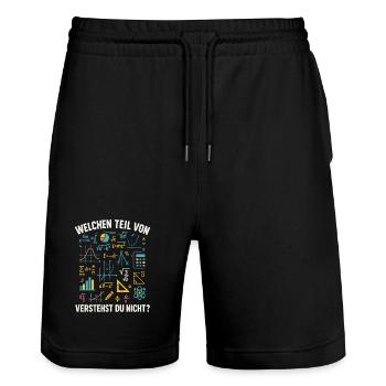 Mathe Spruch Welchen Teil Verstehst Du Nicht? - Stanley/Stella Unisex Bio Joggingshorts Trainer  - Schwarz - Vorne - Nik (191cm) & Marisol (170cm)