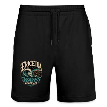 Ericeira Surfing - Stanley/Stella Trainer Unisex Organic Jogging Shorts - black - Front - Nik (191cm) & Marisol (170cm)