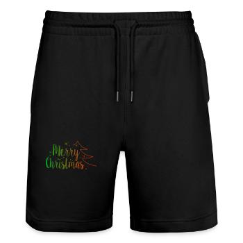 Merry Christmas - Stanley/Stella Trainer Unisex Organic Jogging Shorts - black - Front - Nik (191cm) & Marisol (170cm)