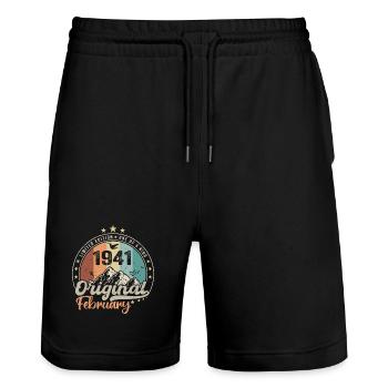 Legenden geboren im Februar 1941 Geschenk zum 83. Geburtstag - Stanley/Stella Unisex Bio Joggingshorts Trainer  - Schwarz - Vorne - Nik (191cm) & Marisol (170cm)