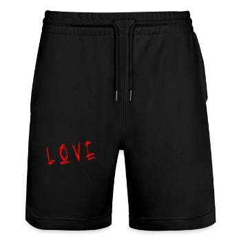 LIEBE. PAAR. GERADE VERHEIRATET. Junggesellinnenabschied. VALENTINSTAG. - Stanley/Stella Unisex Bio Joggingshorts Trainer  - Schwarz - Vorne - Nik (191cm) & Marisol (170cm)