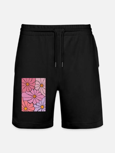 Boho Flora Flowers - Stanley/Stella Trainer Unisex Organic Jogging Shorts - black