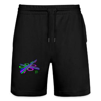 Aura-Stream 003 3-farbig - Stanley/Stella Unisex Bio Joggingshorts Trainer  - Schwarz - Vorne - Nik (191cm) & Marisol (170cm)