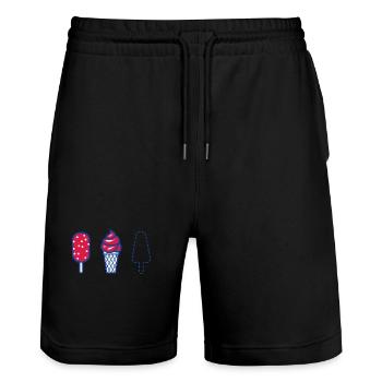 Sommer - Stanley/Stella Unisex Bio Joggingshorts Trainer  - Schwarz - Vorne - Nik (191cm) & Marisol (170cm)