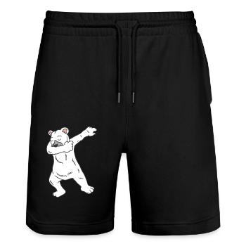 Weihnachten Eisbär Dabbing Polarbär Dab Design - Stanley/Stella Unisex Bio Joggingshorts Trainer  - Schwarz - Vorne - Nik (191cm) & Marisol (170cm)
